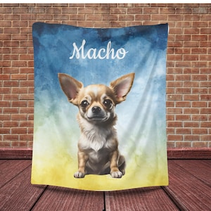 Personalized Chihuahua Dog Blanket: Custom Plush Velveteen Throw