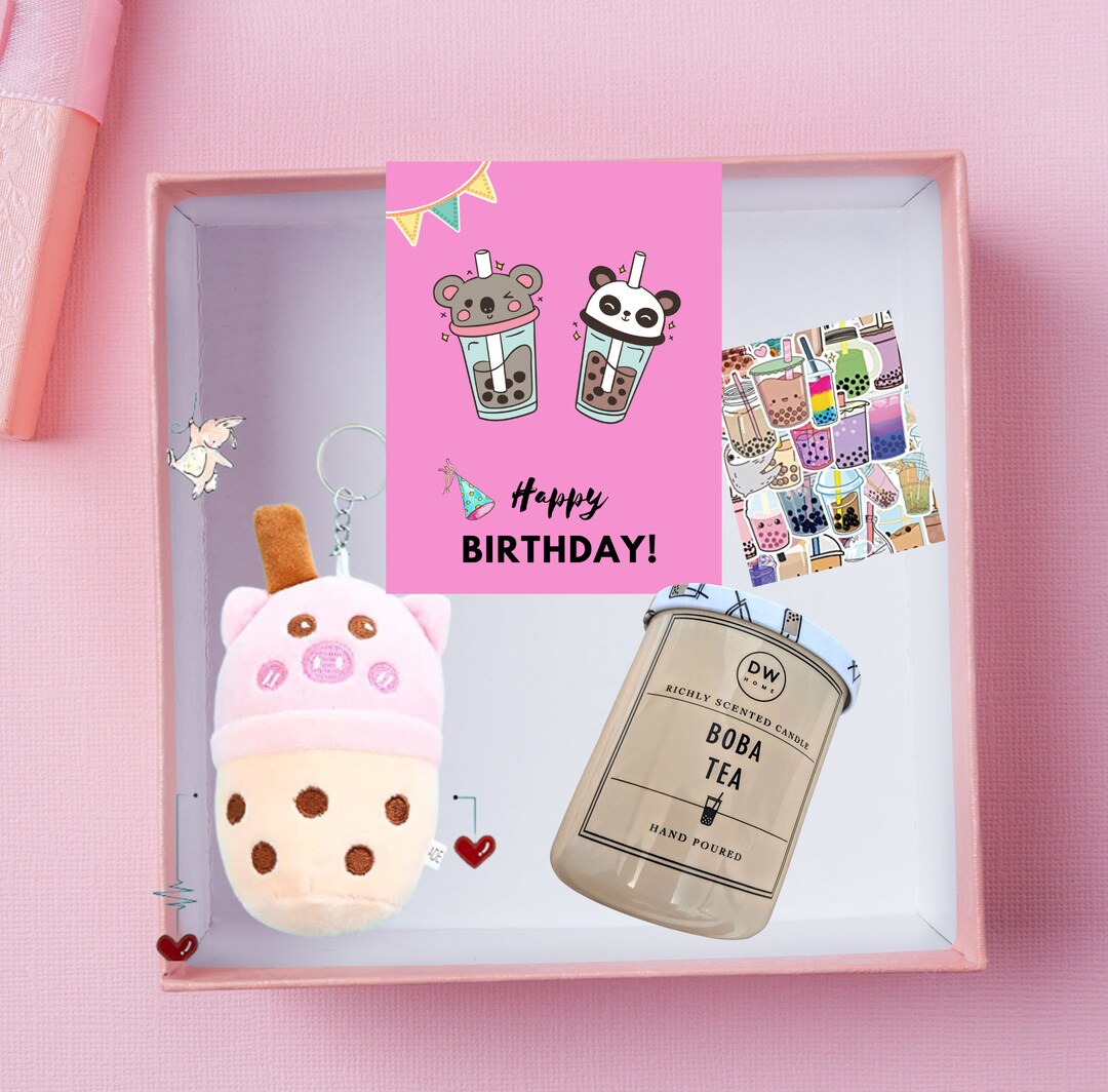 Boba Tea Set Gift Box Bubble Tea Gifts Bundle Boba Plush Etsy