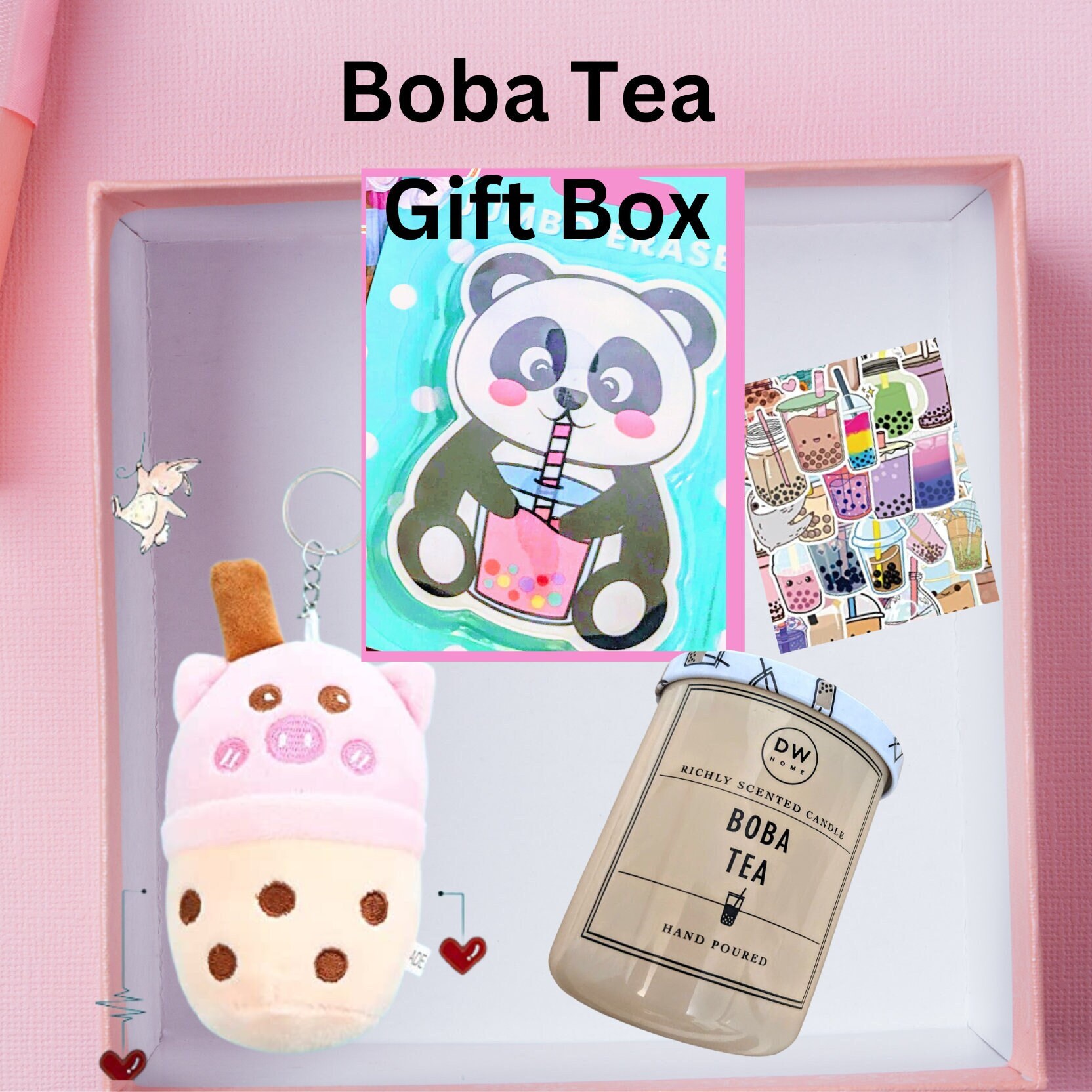 Boba Tea Set Gift Box, Bubble Tea Gifts Bundle, Boba Plush, Milk Tea  Scented Candle, Milk Tea Gifts Surprise for Her Birthday 