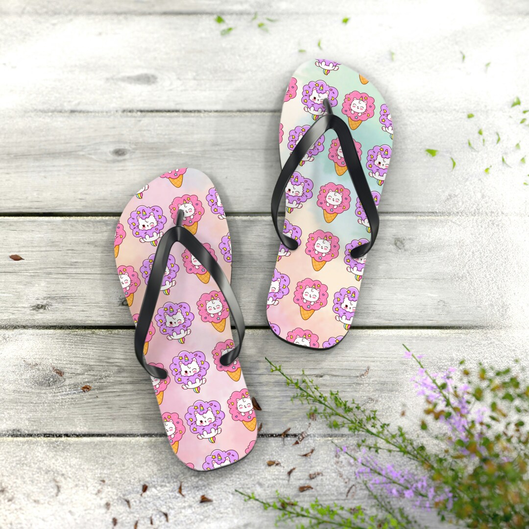 Cute Aesthetic Cats Flip Flops Kawaii Flipflop Sandals Etsy