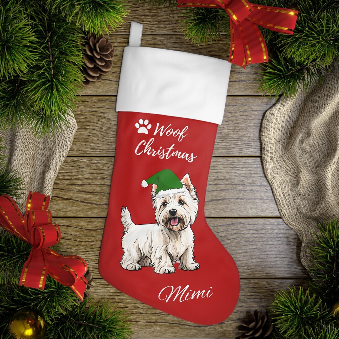 Personalized Westie Dog Christmas Stocking, West Highland White Terrier