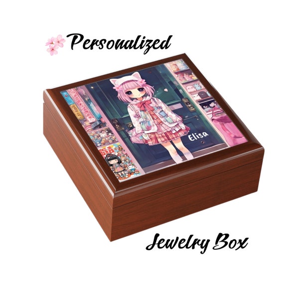 Boîte à bijoux personnalisée pour les amateurs de kawaii, style japonais Harajuku esthétique Y2K élégant Japon femme fille brillant cadeau personnalisé unique pour elle