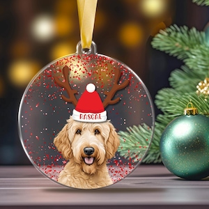 Personalized Dog Ornament Acrylic, Custom Dog Breed Christmas Gift for Pet Lovers, Dog Owner Memorial, Pet Portrait Many Breeds Available
