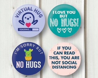 No Hugs Please 10-PACK Quarantine Virus Vaccine Awareness Pins Buttons No Hugs Please 10-PACK Quarantine Virus Vaccine Awareness Pins Buttons