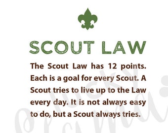 Boy Scout Oath and Law Printable Sign- Instant Download