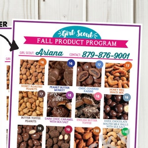 Custom Girl Scout Fall Product Mini Order Forms - Personalized Printable