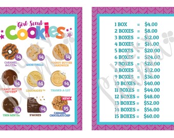 ABC Girl Scout Cookie Order Form/Thank you no Carmel | Etsy