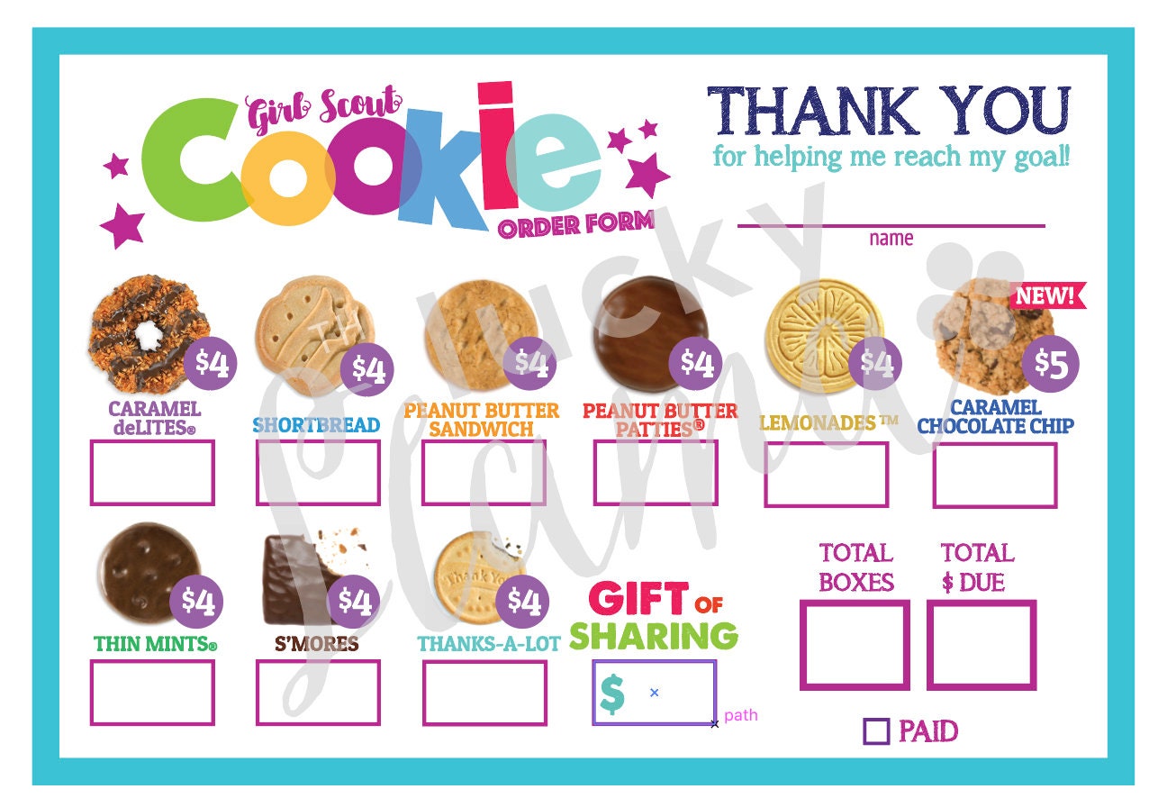 Abc Mini Girl Scout Cookie Order Form New Cookie Included -2241