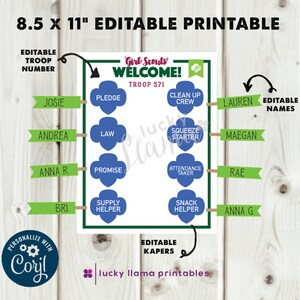 Mini Girl Scout Kaper Chart - Editable and Printable Artwork - Etsy