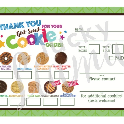 ABC Girl Scout Cookie Order Form/receipt All 9 Cookies Etsy