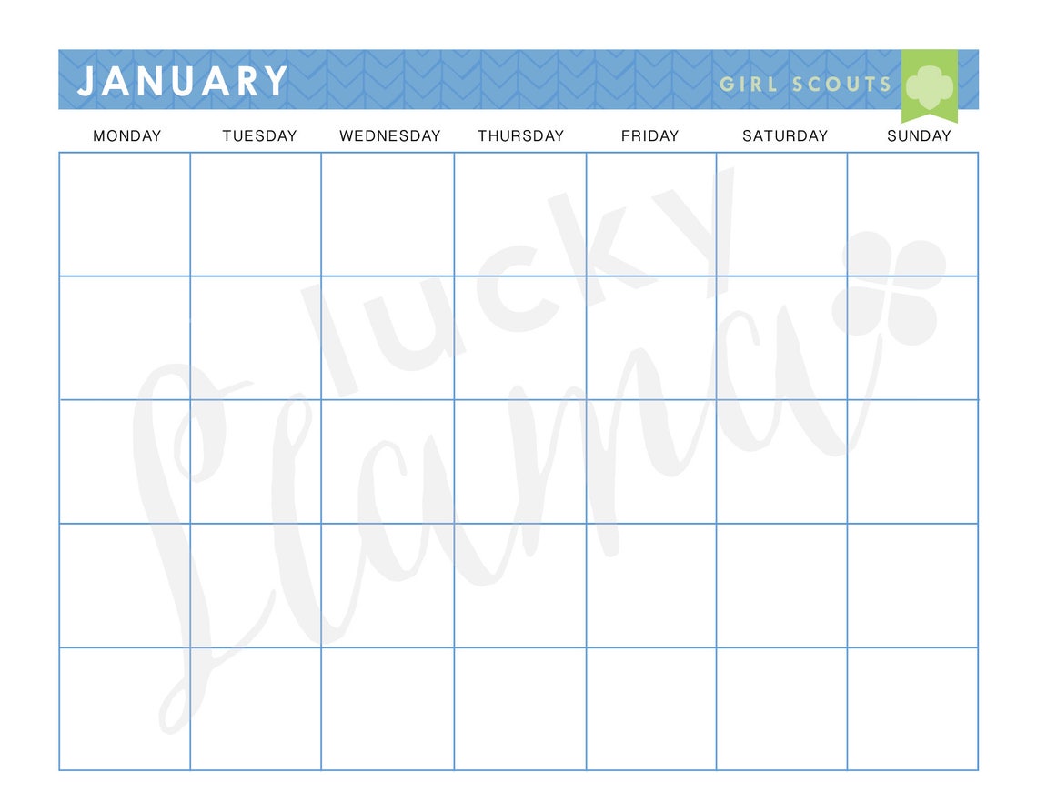 Printable Girl Scout Monthly Calendar - Etsy