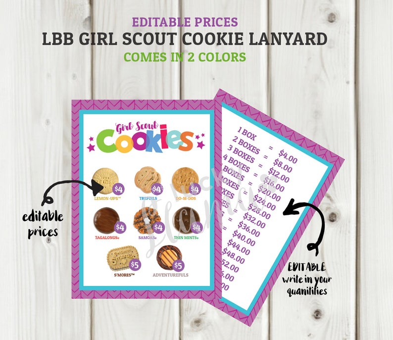 LBB Girl Scout Cookie Lanyard no Toffee Tastic Editable Etsy
