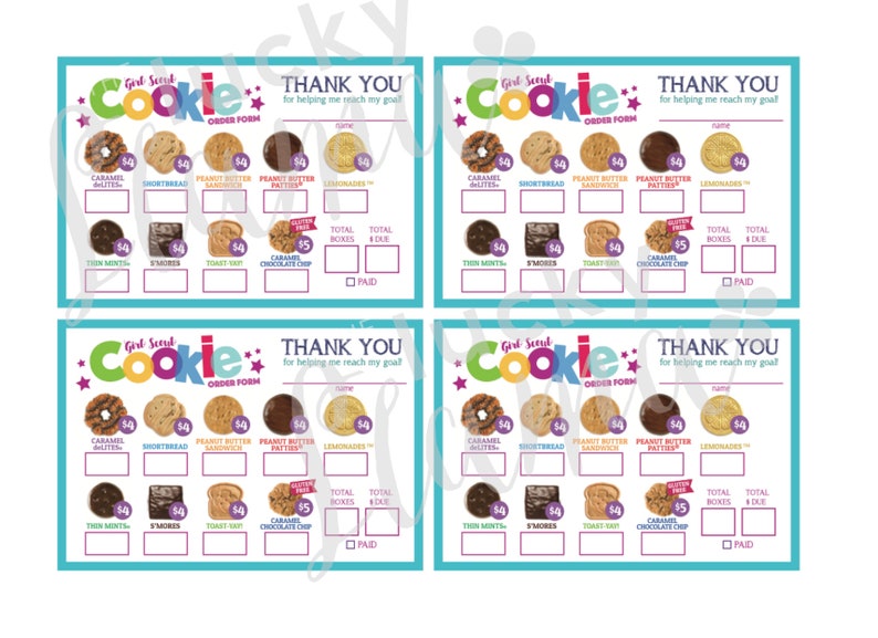 ABC Mini Girl Scout Cookie Order Form 4-5 Printable | Etsy