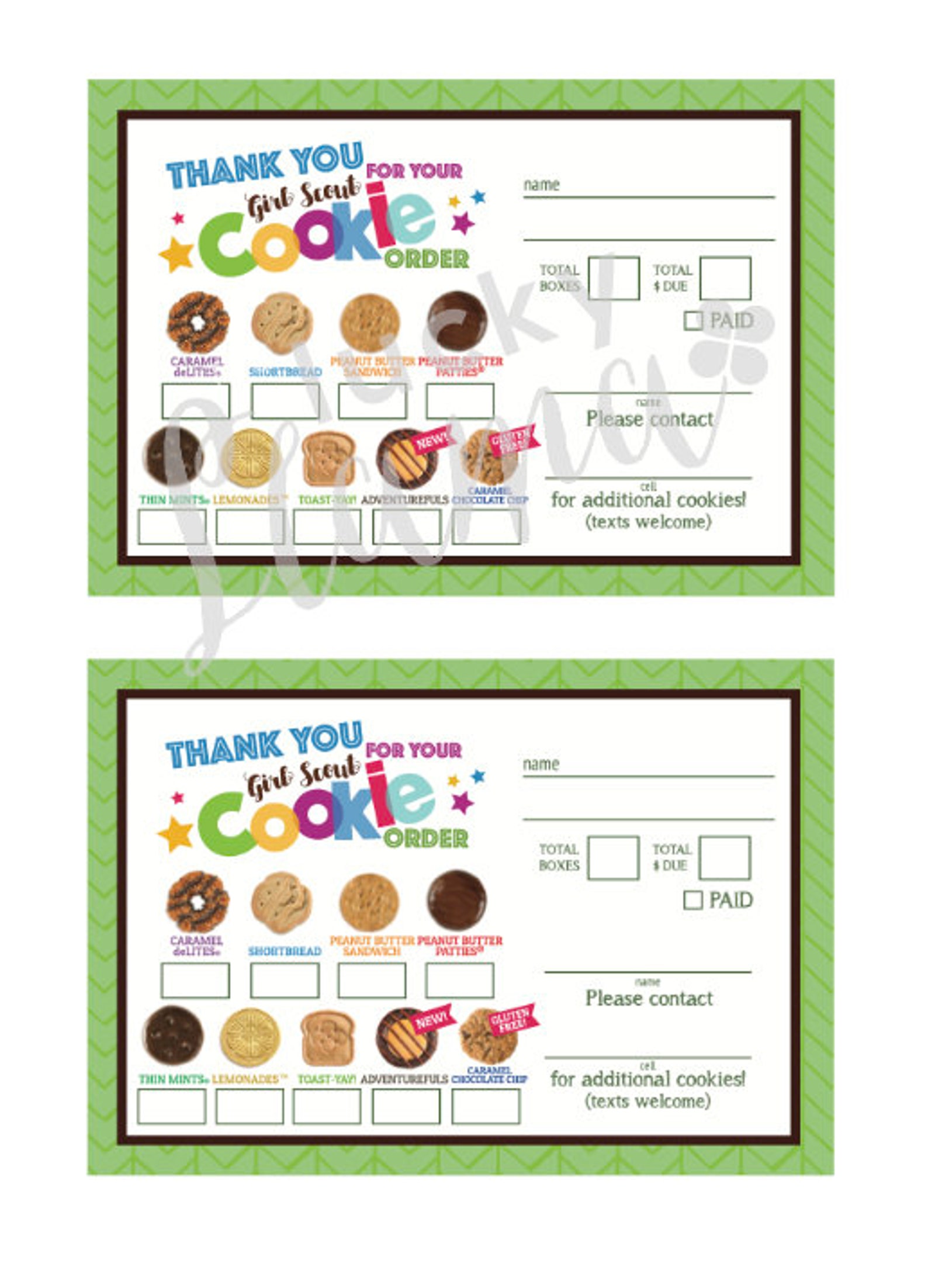 ABC Girl Scout Cookie Order Form/receipt All 9 Cookies Etsy