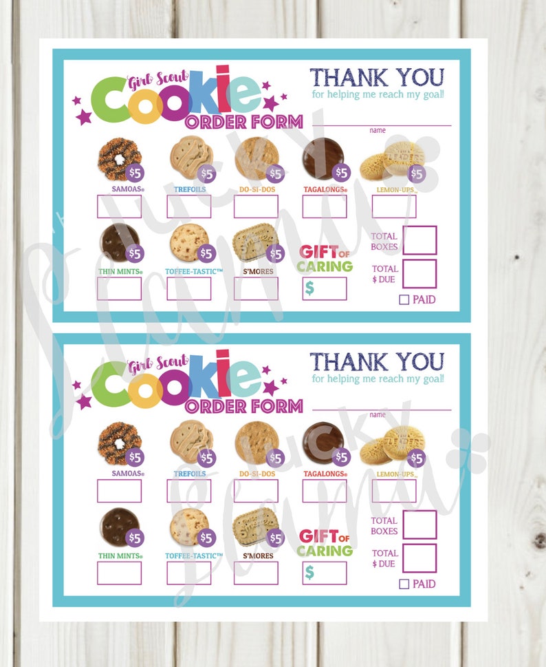LBB Girl Scout Cookie Order Form gift of Caring All 5 Boxes Etsy