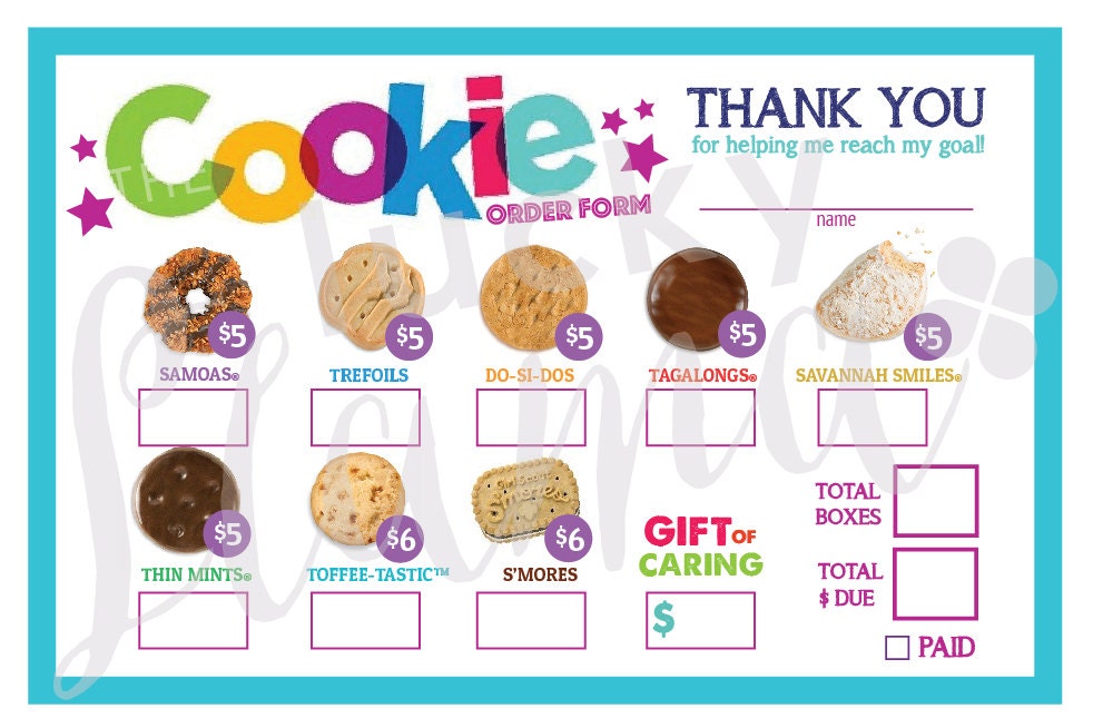 2018 Girl Scout Cookie Order Form Printable | Etsy