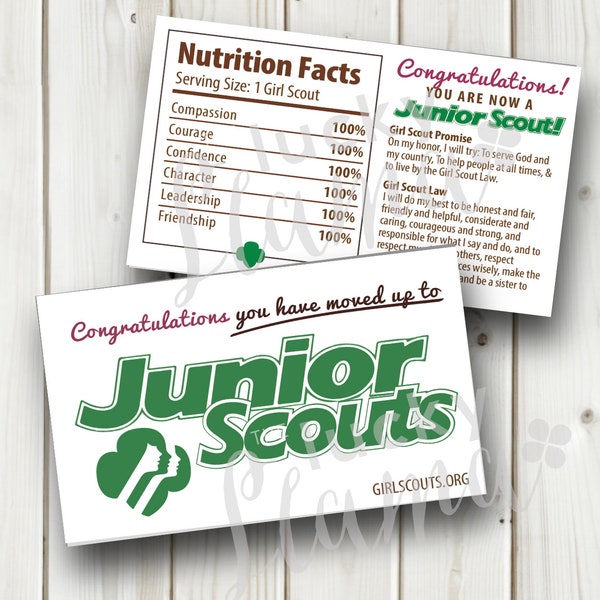 Girl Scout Junior Mints/Scouts Printable Wrapper  - Instant Download