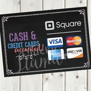 Enseigne « Cookie Booth » avec cartes de crédit acceptées imprimable (téléchargement instantané)