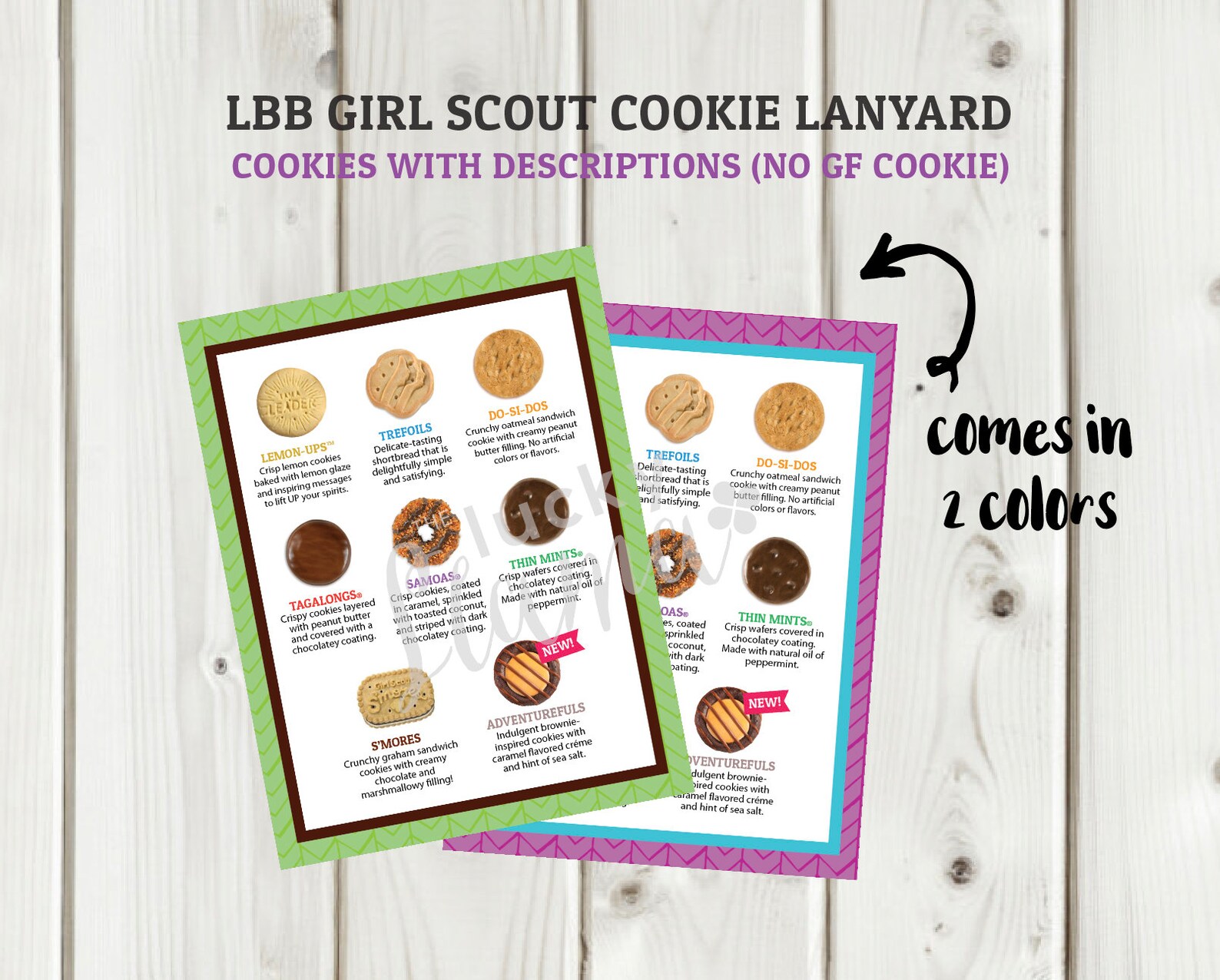 LBB Girl Scout Cookie Lanyard With Descriptions no GF Cookie Etsy