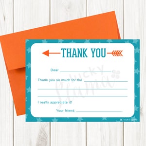 Kinder Fill In The Blank Dankeskarten zum Ausdrucken - Sofort Download
