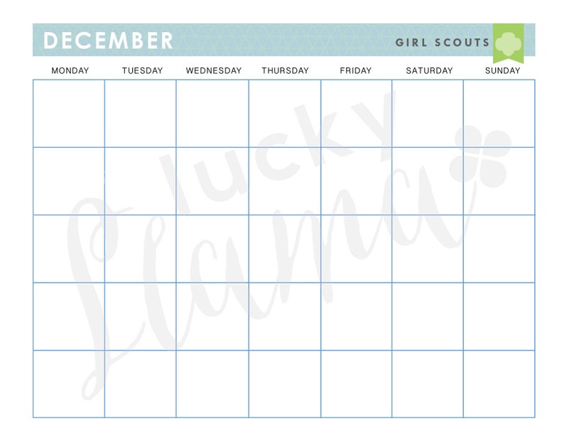 Printable Girl Scout Monthly Calendar - Etsy
