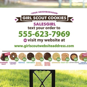 ABC Bakers- Bewerkbare Girl Scout Cookie Yard Sign - Alle 10 Cookies - Met en zonder websiteversies Instant Download Printable