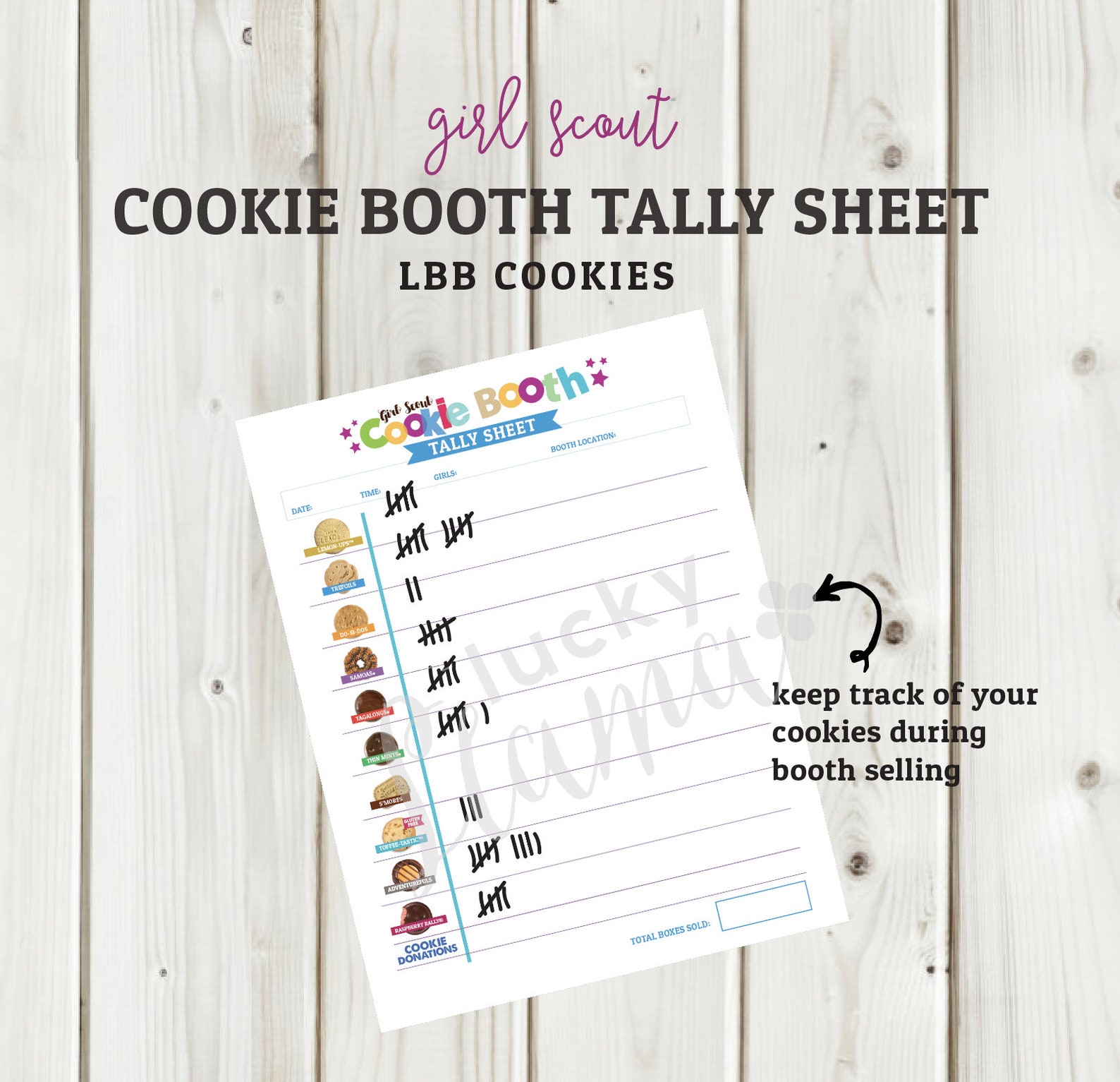 LBB Cookie Booth Tally Sheet Etsy