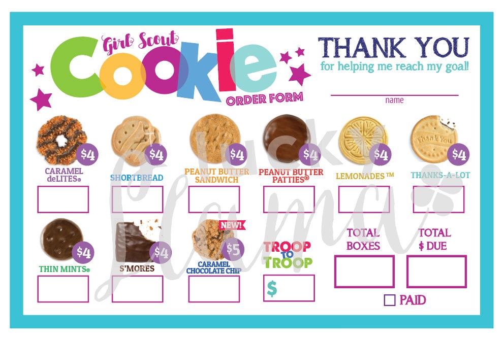 Printable Girl Scout Cookie Order Form Printable Forms Free Online