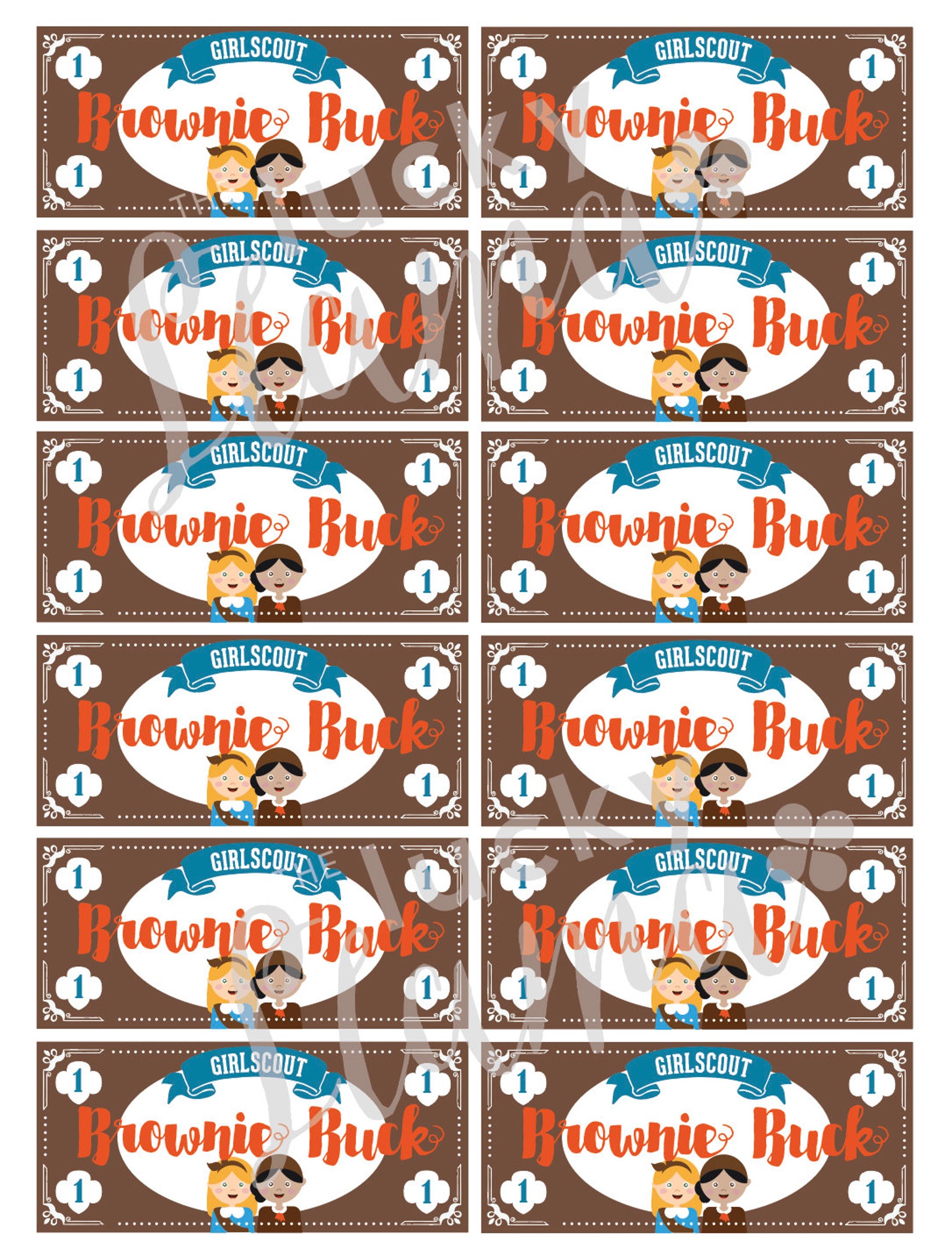 Girl Scout Brownie Bucks Printable Instant Download - Etsy