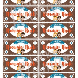 Girl Scout Brownie Bucks - Printable Instant Download - Etsy