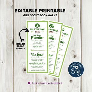 Editable Girl Scout Bookmarks - Printable - Digital File Only - Etsy
