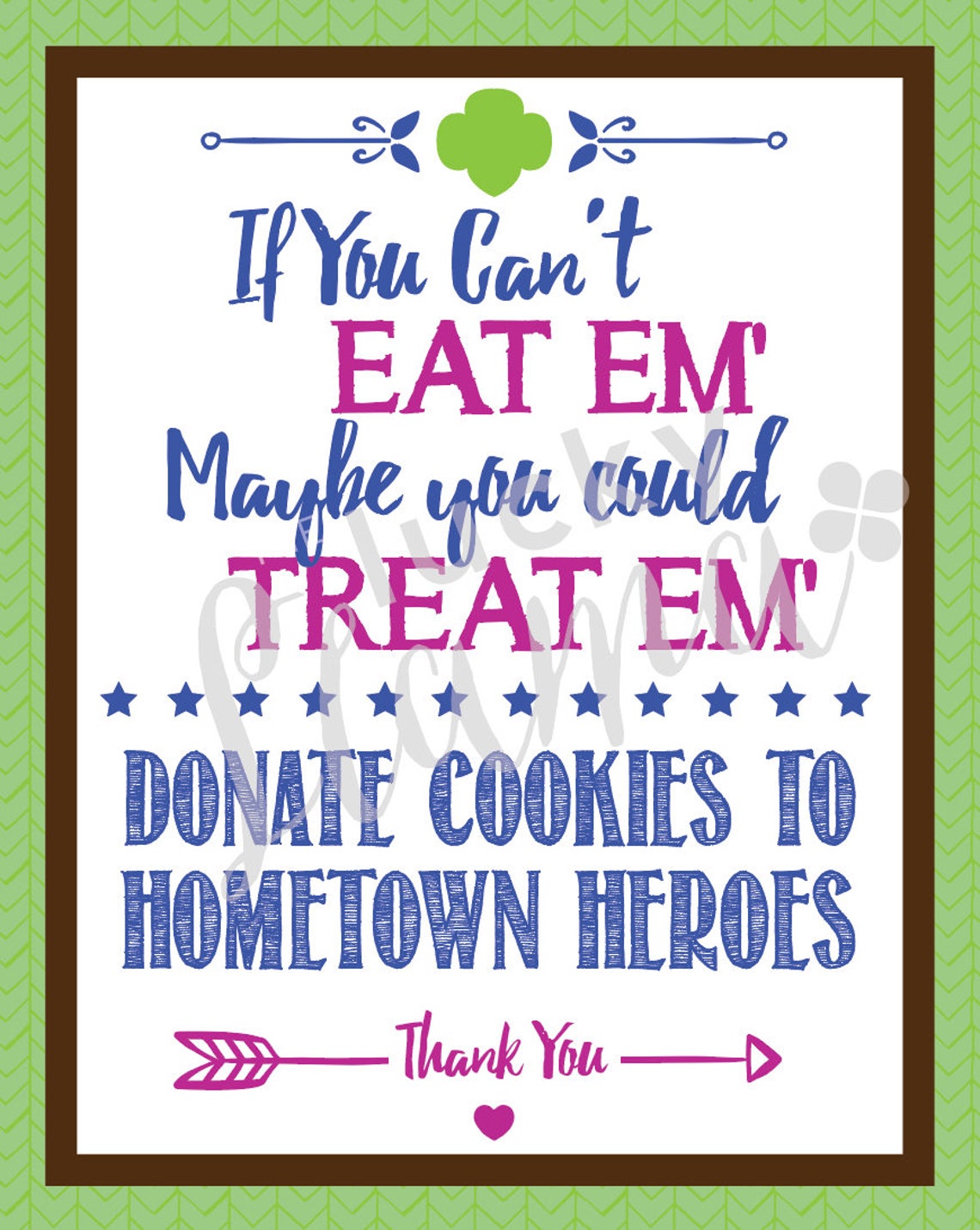 Girl Scout Cookie Poster - Donate Cookies to Hometown Heroes - 8 X 10 ...