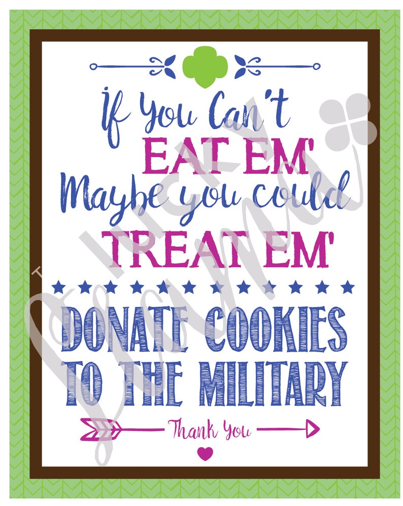 Girl Scout Cookie Poster Donate Cookies to Military 8 X 10 Etsy