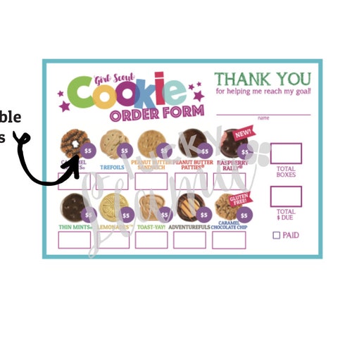 Girl Scout Cookie Sales Printable Receipts - Etsy