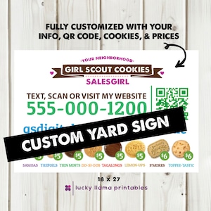 CUSTOM Girl Scout Cookie Yard Sign (Digital File Only)