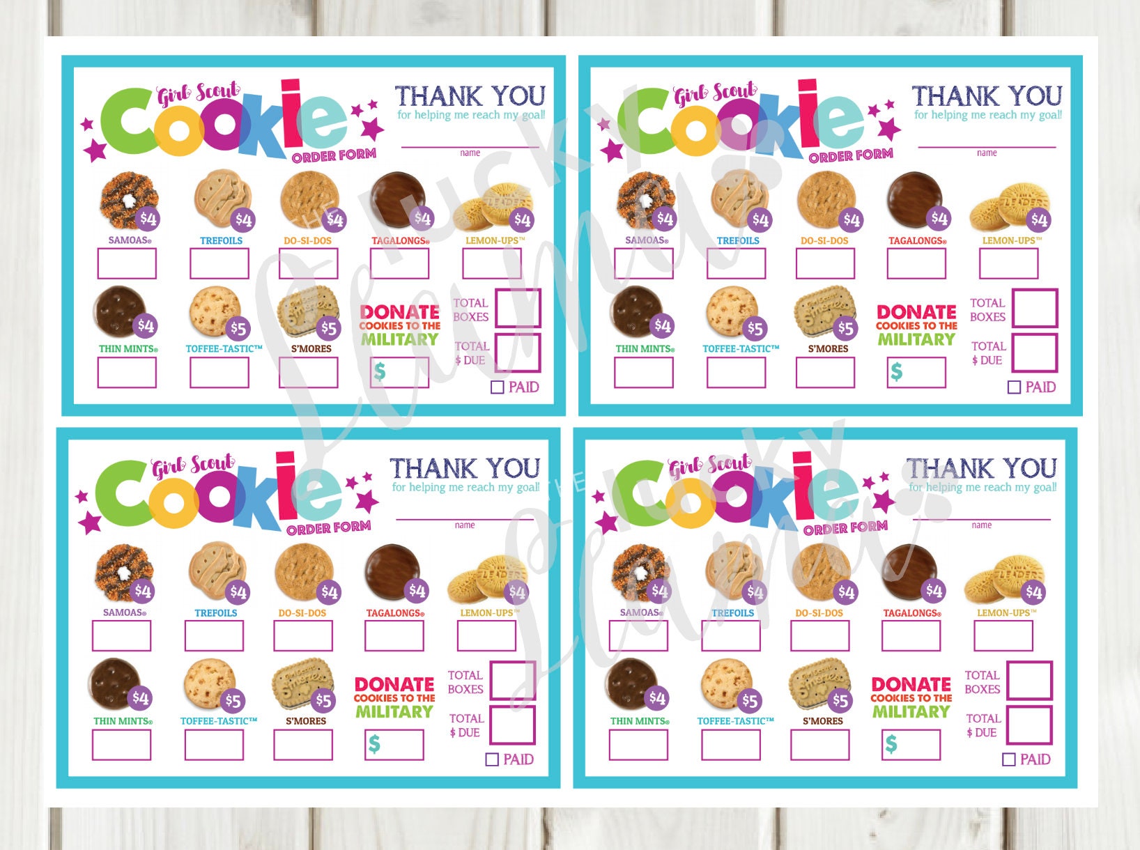 LBB Mini Girl Scout Cookie Order Form Printable Etsy