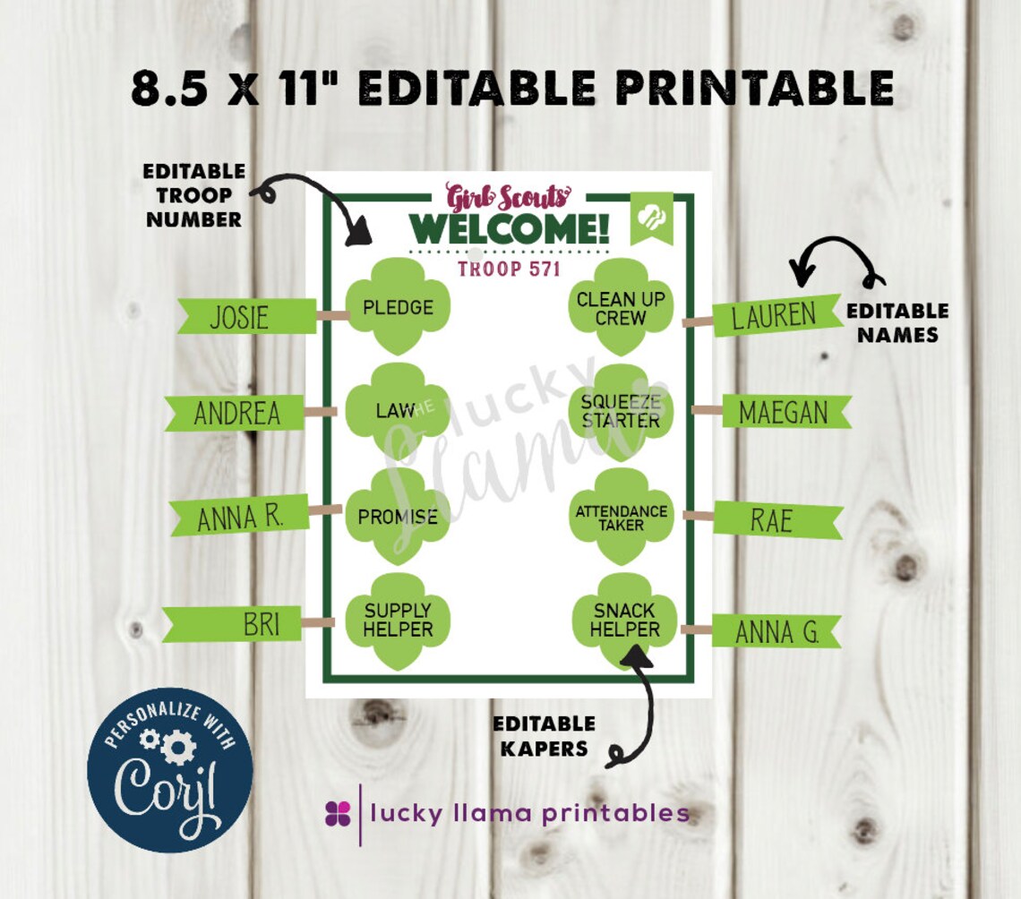 Mini Girl Scout Kaper Chart Editable and Printable Artwork - Etsy
