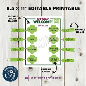 Mini Girl Scout Kaper Chart  - Editable and Printable Artwork