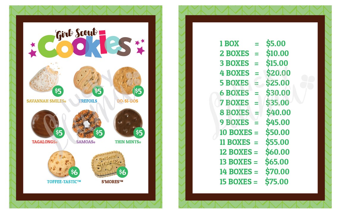 LBB Girl Scout Cookie lanyard Printable GREEN Version with | Etsy
