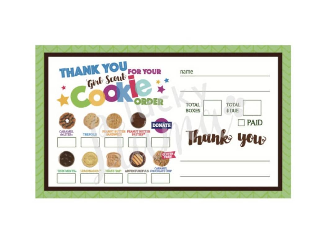 ABC Girl Scout Cookie Order Form/receipt All 9 Cookies Instant Download ...