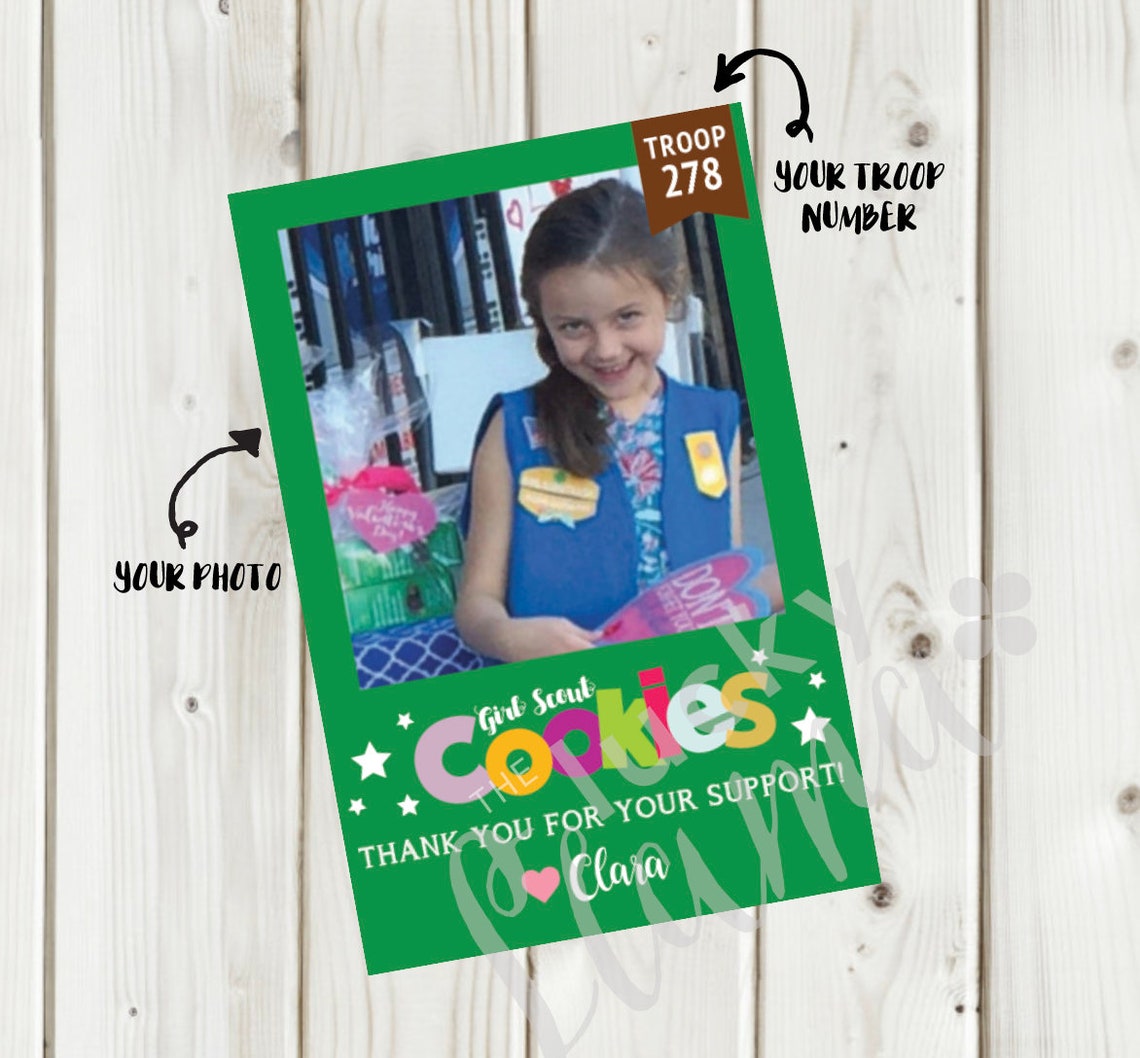 Printable Custom Photo Thank You Cards for Girl Scout Cookies Etsy