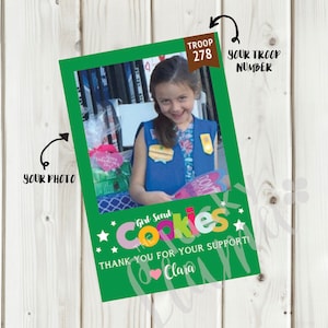 Printable Custom Photo Thank You cards for Girl Scout Cookies