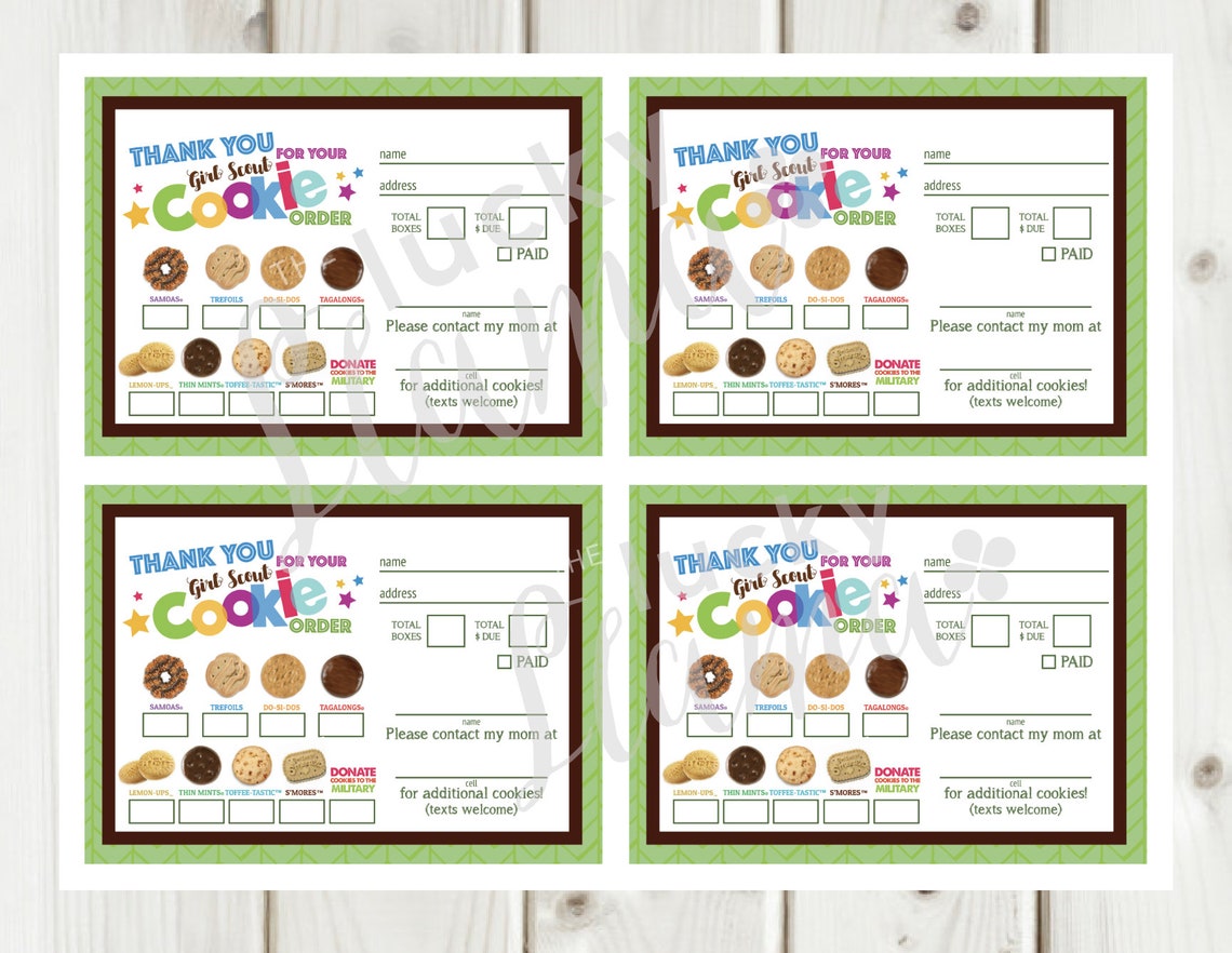 LBB Girl Scout Cookie Order Form/Receipt Military and Gift of Etsy