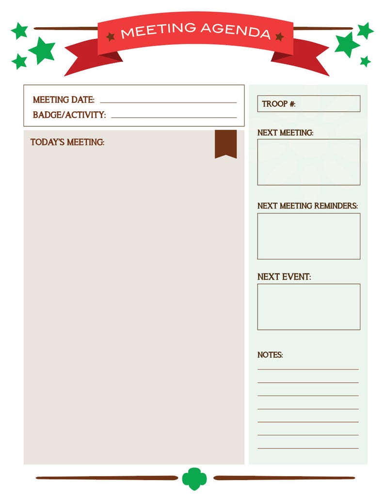 Editable Printable Daisy Girl Scout Meeting Agenda Etsy Denmark