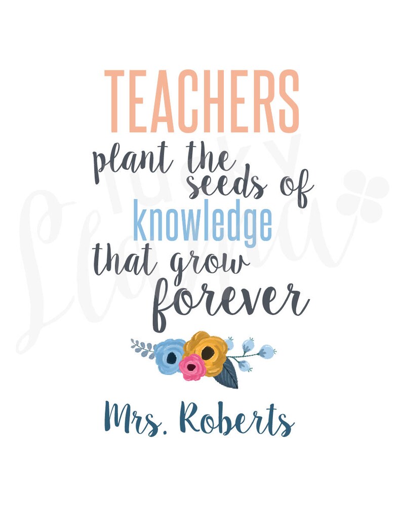 Teacher Gift Personalized Teacher Printable Teacher | Etsy