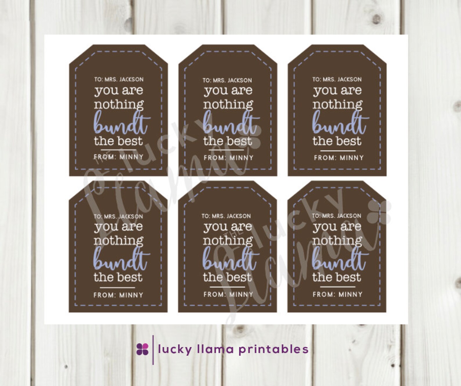 Editable Nothing Bundt the Best Gift Tag Instant Download Etsy