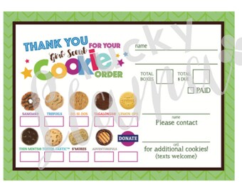 ABC Girl Scout Cookie Order Form/receipt All 9 Cookies | Etsy