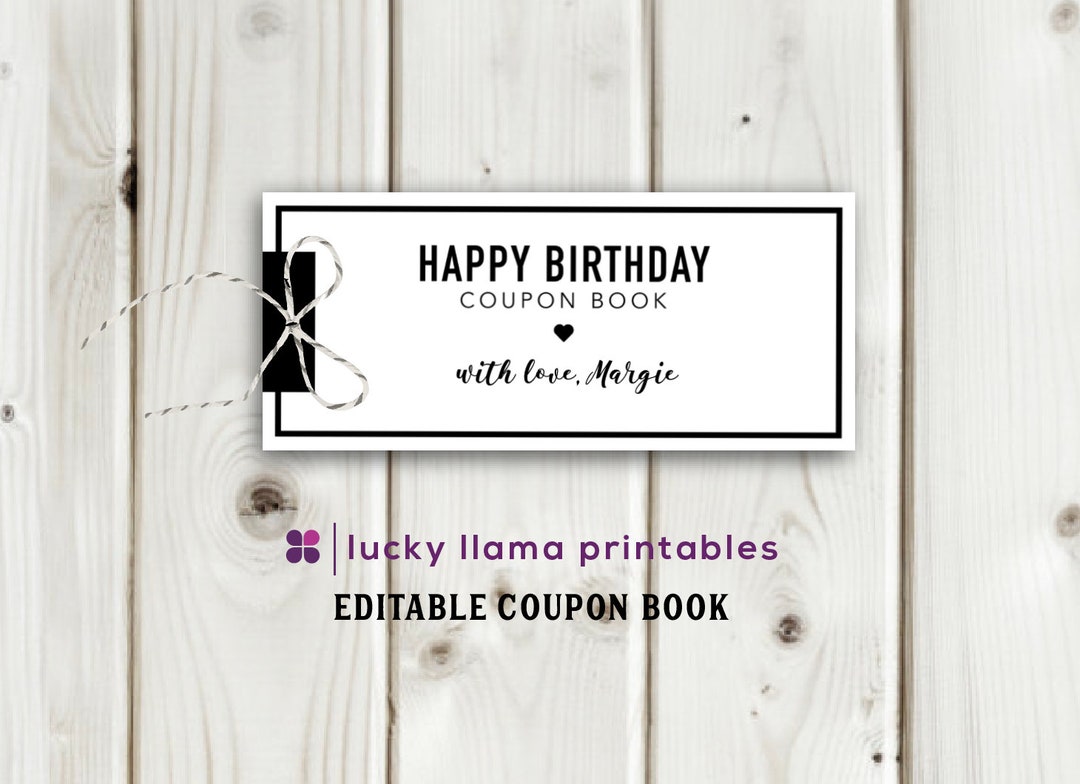 Editable Birthday Coupon Book - Instant Download - Etsy