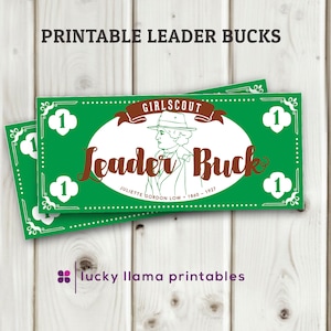 Girl Scout Leader Bucks - Printable Instant Download