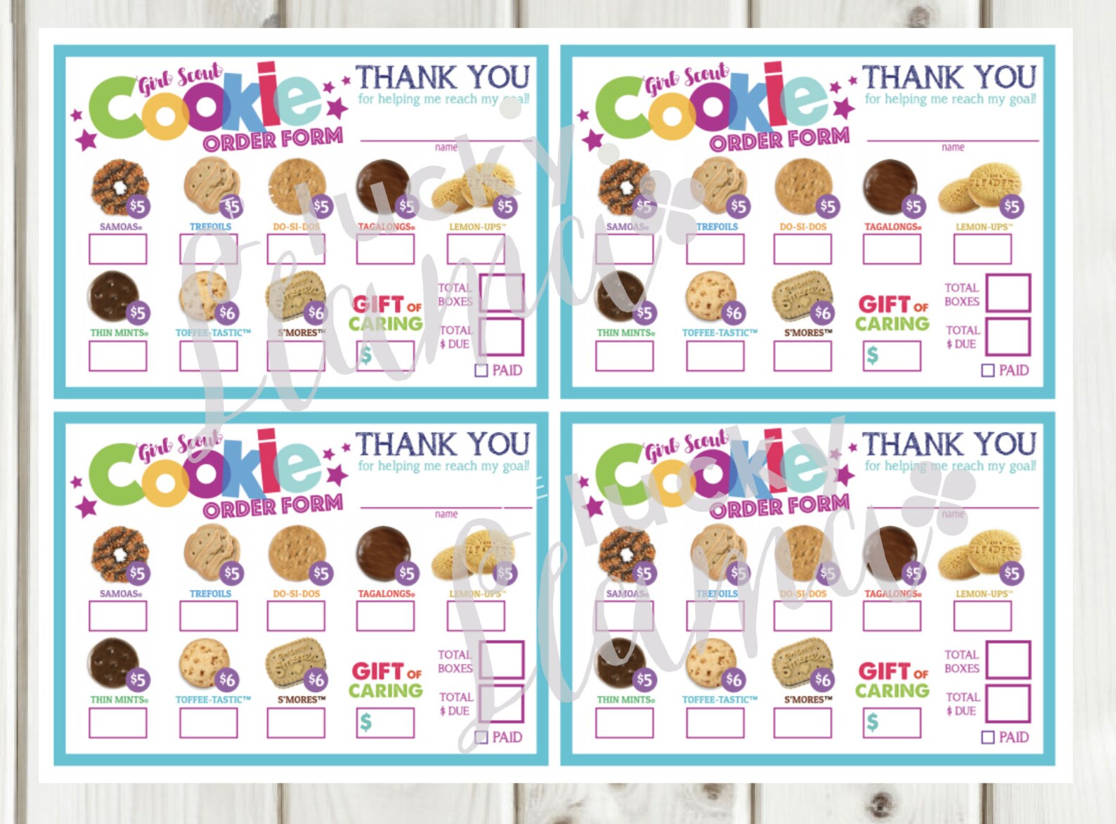 LBB Girl Scout Cookie Order Form 5-6 Printable | Etsy